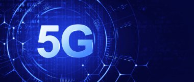 5G hızlı kablosuz internet bağlantısı ve teknoloji konsepti. 3d illüstrasyon