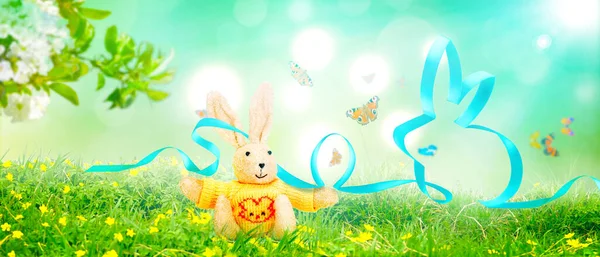 Великдень Кроликом Фестивальне Прикрашення Щасливого Великодня — стокове фото