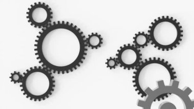 Industrial video background with gears. 3d animation.