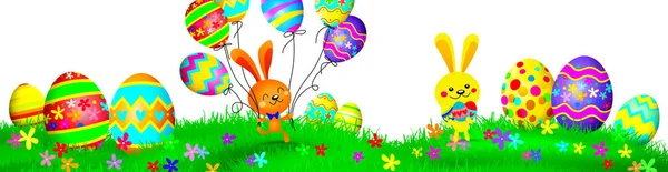 Velikonoční Kompozice Králíkem Slavnostní Dekorace Veselé Velikonoce Ilustrace — Stock fotografie