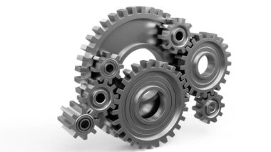 Industrial video background with gears. 3d animation.