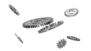 Industrial video background with gears. 3d animation.