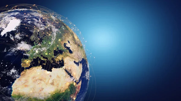 Conceito Conexão Global Esfera Rede Planeta Terra Renderização — Fotografia de Stock