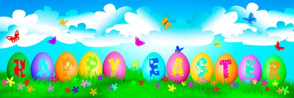 Composição Páscoa Com Ovos Decoração Festiva Ilustração — Fotografia de Stock