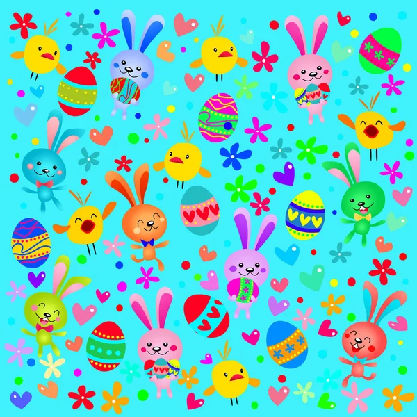 Velikonoční Kompozice Králíkem Slavnostní Dekorace Veselé Velikonoce Ilustrace — Stock fotografie