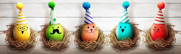 Composição Páscoa Com Ovos Festivo Decoração — Fotografia de Stock