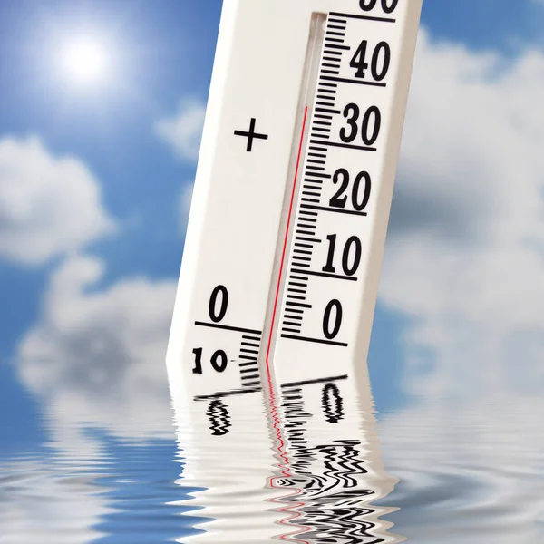 Quecksilberthermometer Sommerhitze Oder Klimaschutzkonzept Der Erderwärmung — Stockfoto