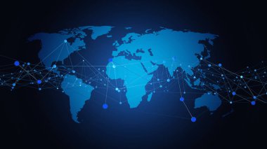 Küresel bağlantı kavramı. Dünya Gezegeni Ağ Küresi. 3d oluşturma