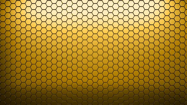 金の金属ハニカムと六角形の背景パターン 3Dレンダリング — ストック写真