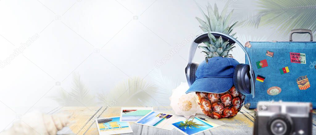 Tropical summer vacation concept with pineapple.