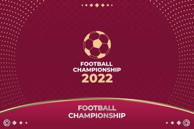 2022 futbol şampiyonası için futbol arka planı. Flama, el ilanı, poster futbol şampiyonası 2022