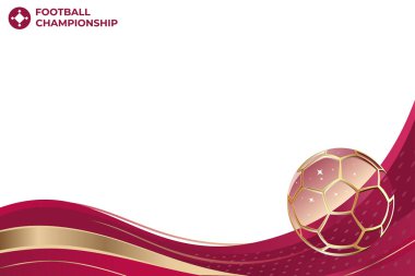 2022 futbol şampiyonası için futbol arka planı. Flama, el ilanı, poster futbol şampiyonası 2022