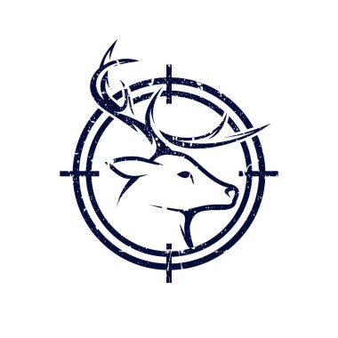 Hunter Logo Tasarımı. Geyik Avcısı İllüstrasyon Logo Vektörü