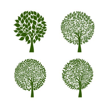 Tree life logo design elements. Go green logo template icon vector
