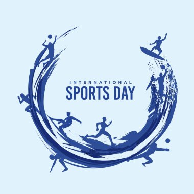 Sports Silhouette Resim Vektörü. Uluslararası Spor Günü İllüstrasyonu. Hediye sertifikaları, afişler ve broşürler için grafik tasarımı