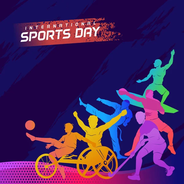 Wektor Tła Sportowego Ilustracja Międzynarodowego Dnia Sportu Projekt Graficzny Dekoracji — Wektor stockowy