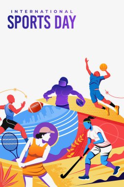 Spor Arkaplan Vektörü. Uluslararası Spor Günü İllüstrasyonu, Poster, afişler ve broşürler için Grafik Tasarımı