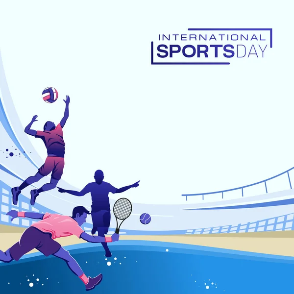 Wektor Tła Sportowego Ilustracja Międzynarodowego Dnia Sportu Projekt Graficzny Plakatu — Wektor stockowy