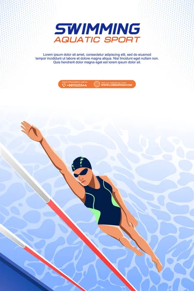스포츠 일러스트레이션 Vector 포스터 플라이어 주형을 수영하는 — 스톡 벡터