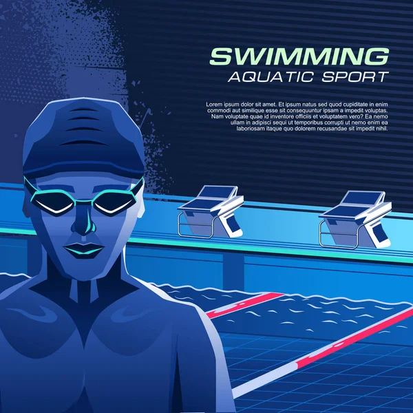 游泳运动图解向量 海报和传单模板的游泳背景 — 图库矢量图片