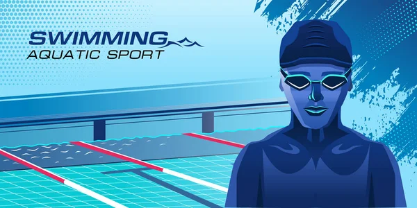 Swimming Sport Illustration Vector Swimming Background Banner Poster Flyer Template — Stock Vector
