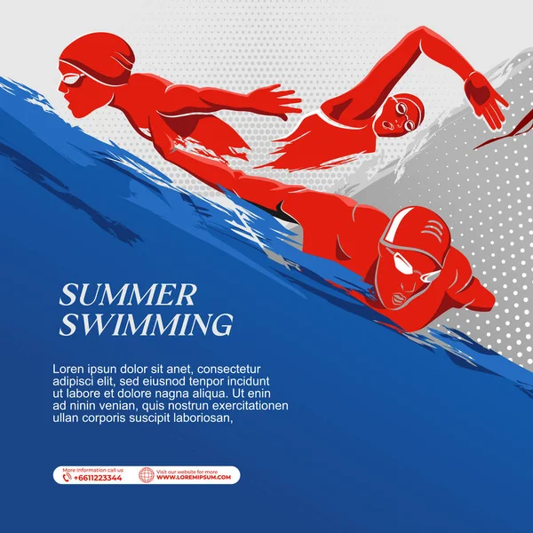 Pływanie Sport Ilustracja Wektor Pływanie Tło Baner Plakat Szablon Ulotki — Wektor stockowy