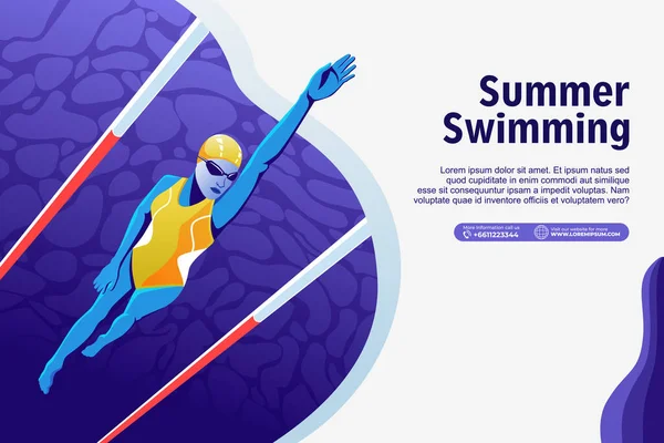 Zwemmen Sport Illustratie Vector Zwemachtergrond Voor Banner Poster Flyer Sjabloon — Stockvector