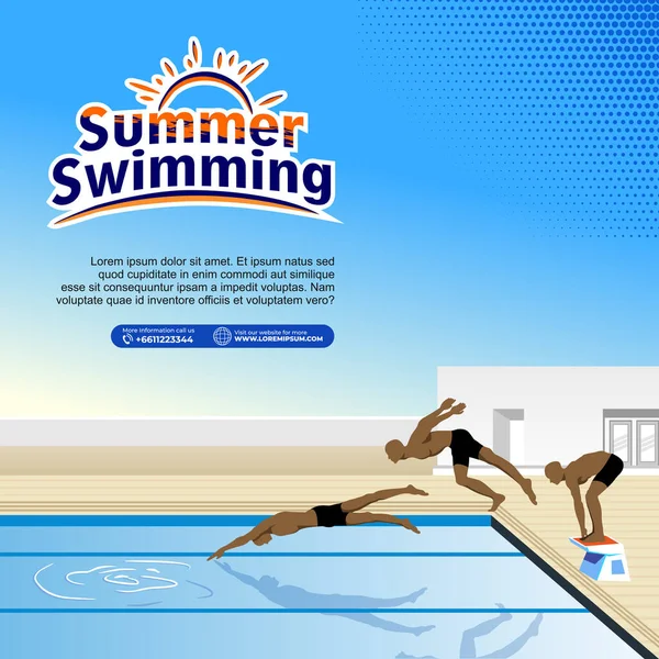 Zwemmen Sport Illustratie Vector Zwemachtergrond Voor Banner Poster Flyer Sjabloon — Stockvector