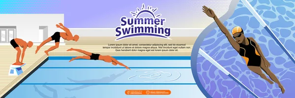 스포츠 일러스트레이션 Vector 포스터 플라이어 주형을 수영하는 — 스톡 벡터