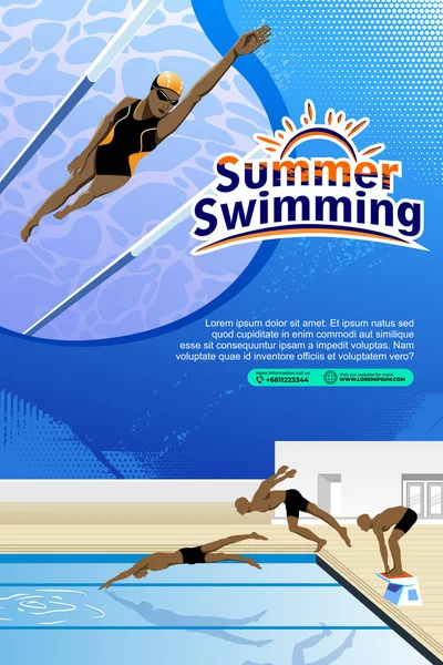 Yüzme Sporu Llüstrasyon Vektörü Pankart Poster Broşür Için Yüzme Arkaplanı — Stok Vektör