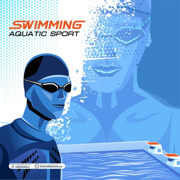游泳运动图解向量 海报和传单模板的游泳背景 — 图库矢量图片