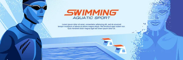 Vektor Plaveckého Sportu Plavání Pozadí Pro Banner Plakát Leták Šablony — Stockový vektor