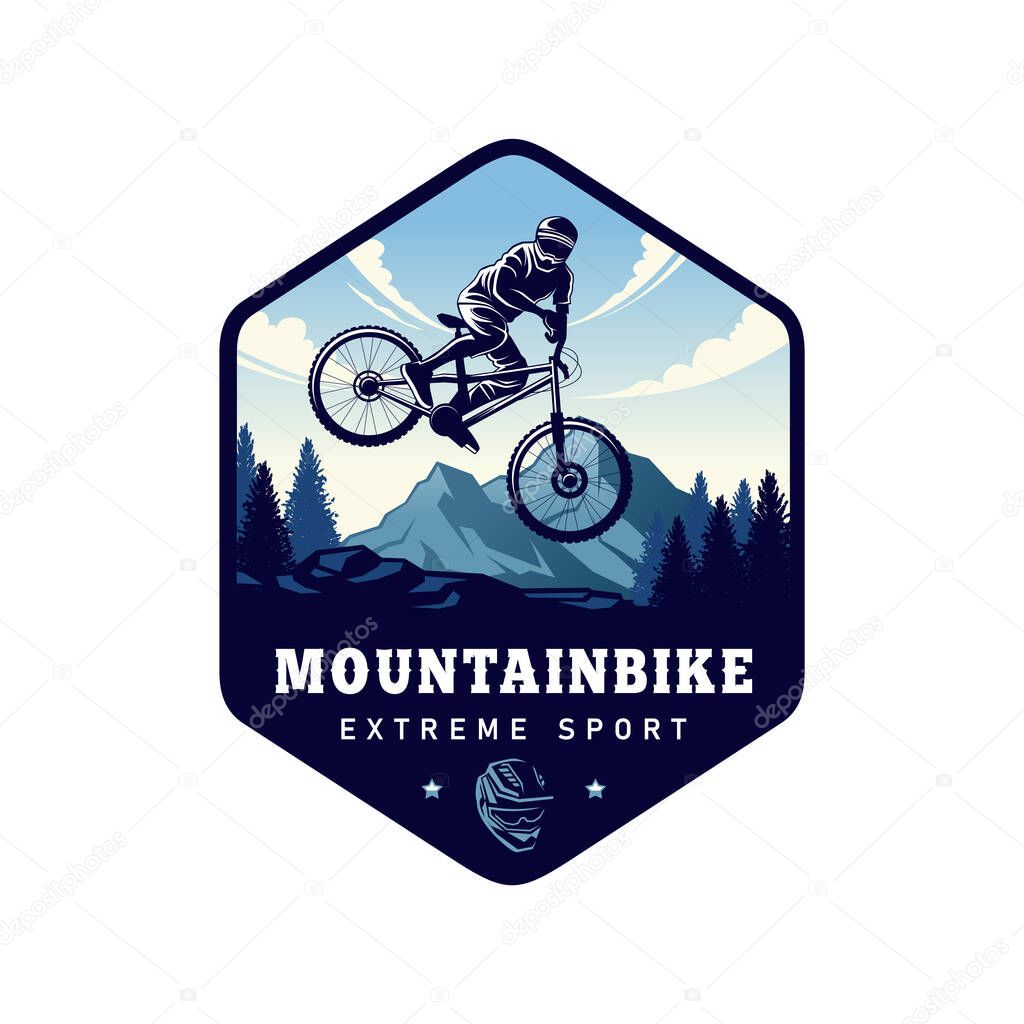 Mountain bike logo. bicycle downhill vintage logo illustration vector