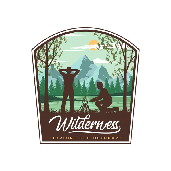 Hippi Kamp Logosu. Açık Kamp Vintage Logo Vektörü