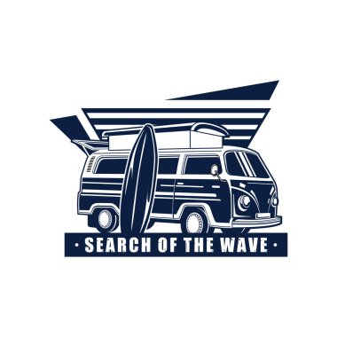 Sörf logosu. Yaz sörfü tasarım vektörü