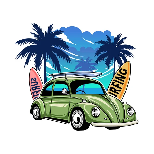 Logo Surfingowe Summer Surfing Ilustracja Projektowanie Wektor — Wektor stockowy