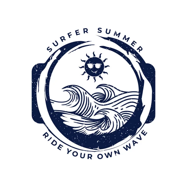 Logo Surfování Letní Surfařský Ilustrační Design Vektor — Stockový vektor
