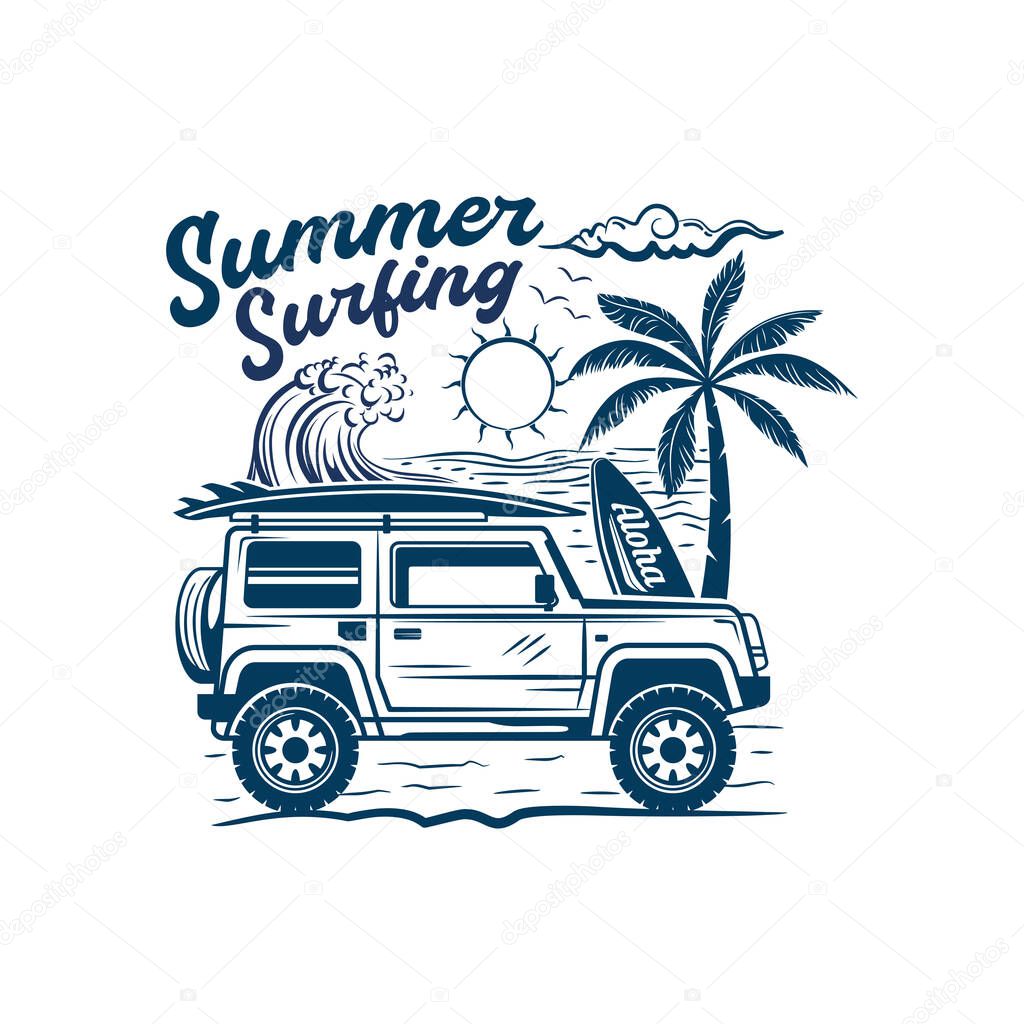 Surfing logo. Summer Surfing Illustration design vector