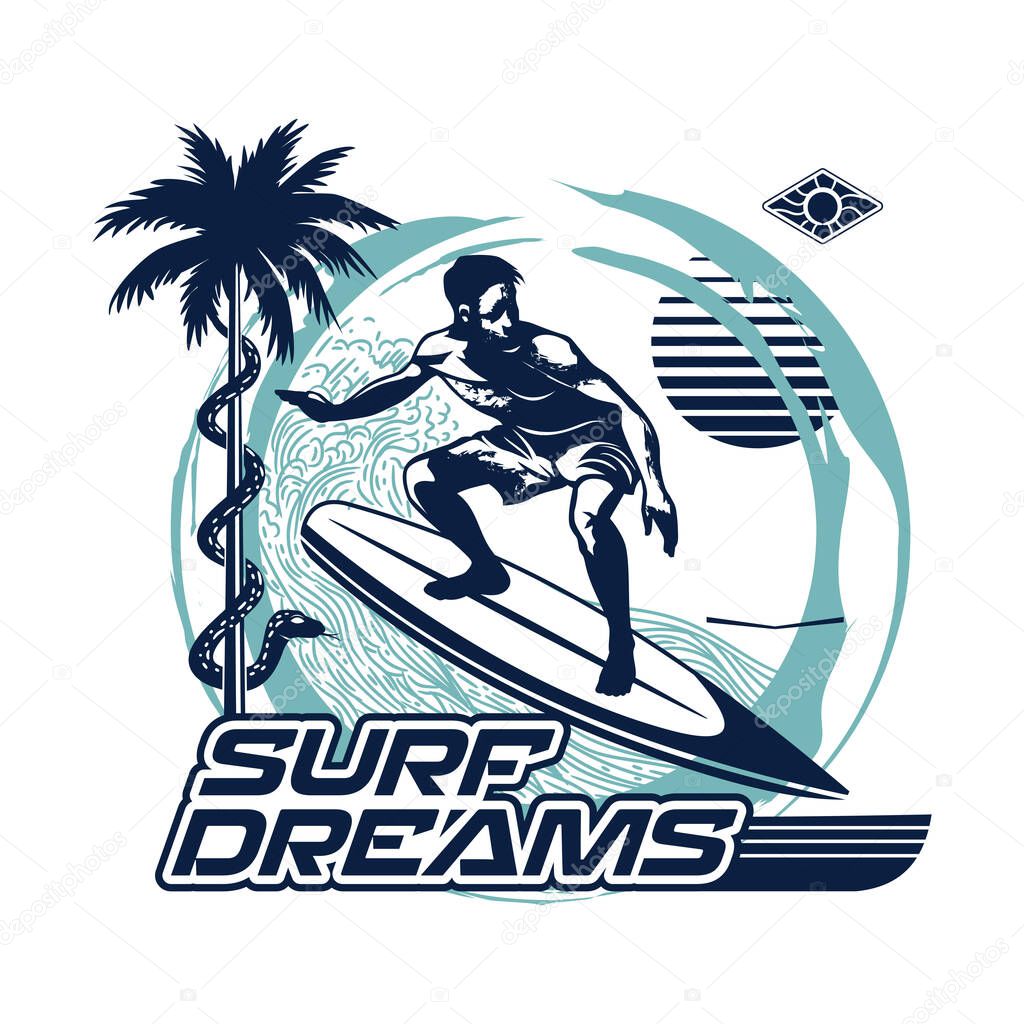 Surfing logo. Summer Surfing Illustration design vector