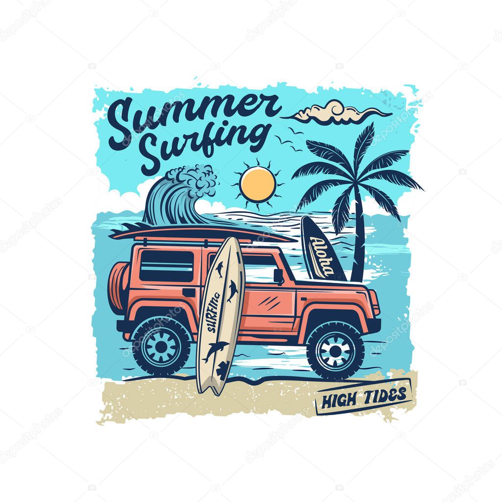 Surfing logo. Summer Surfing Illustration design vector