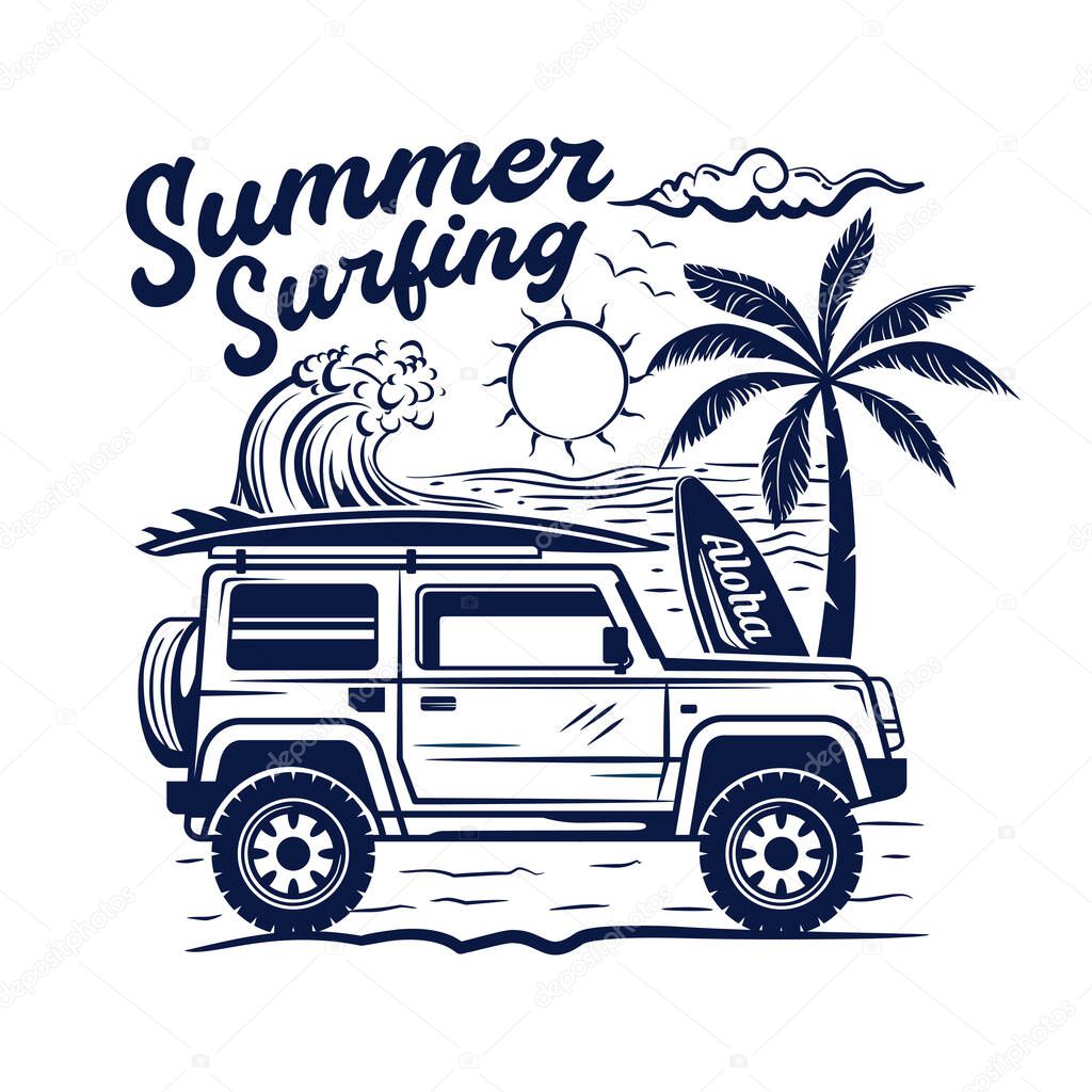 Surfing logo. Summer Surfing Illustration design vector