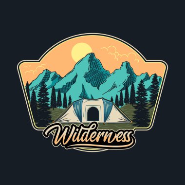 Dağ Keşif Logosu. Açık Kamp ve Macera Vintage Logo Vektörü