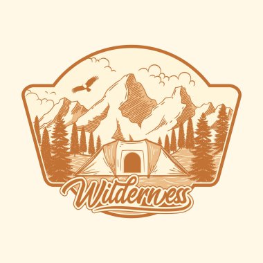 Dağ Keşif Logosu. Açık Kamp ve Macera Vintage Logo Vektörü