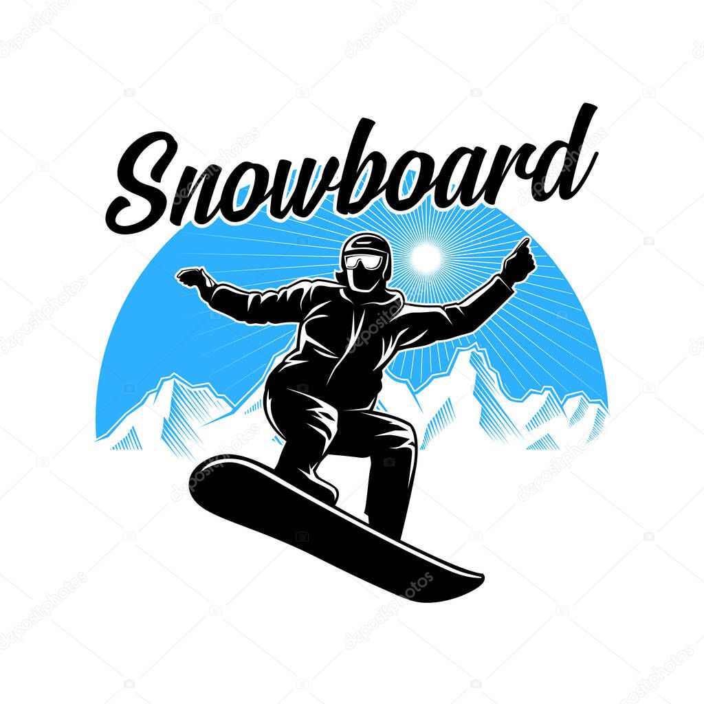 Snowboarding Logo design. Ski sports silhouette logo illustration vector