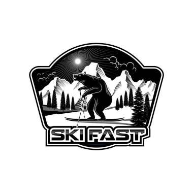 Snowboard logosu tasarımı. Kayak sporları silueti logo illüstrasyon vektörü