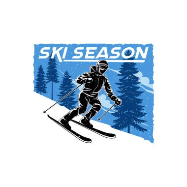 Snowboard logosu tasarımı. Kayak sporları silueti logo illüstrasyon vektörü