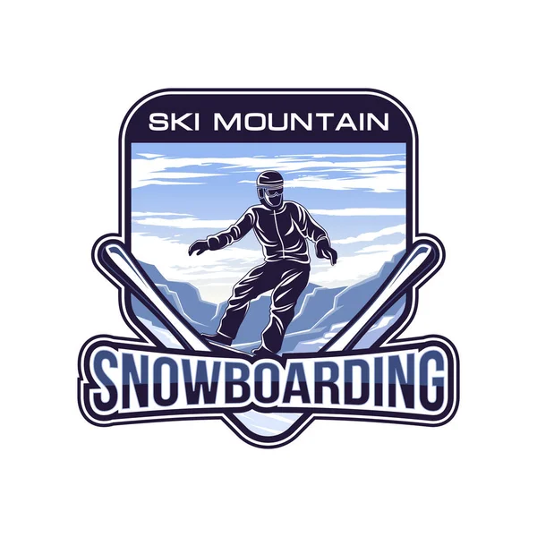 Snowboarden Logo Ontwerp Ski Sport Silhouet Logo Illustratie Vector — Stockvector