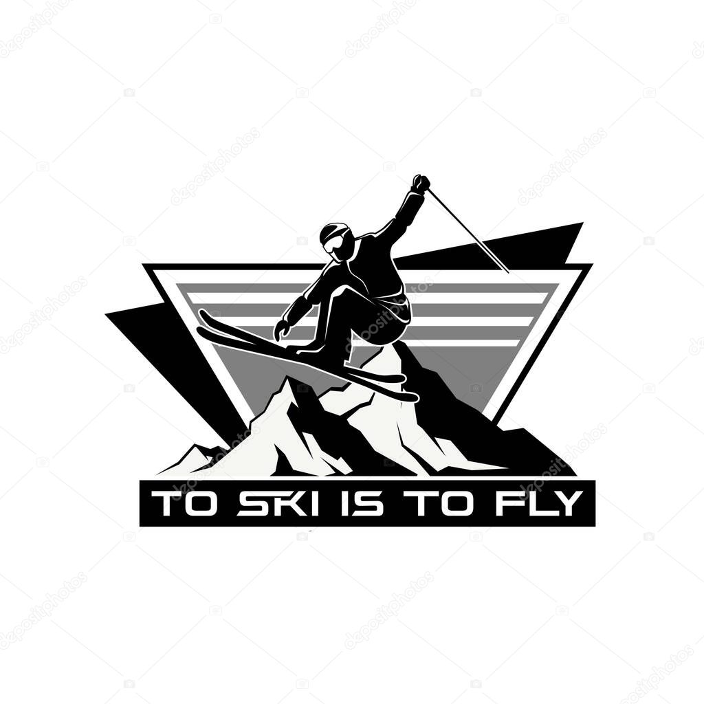 Snowboarding Logo design. Ski sports silhouette logo illustration vector