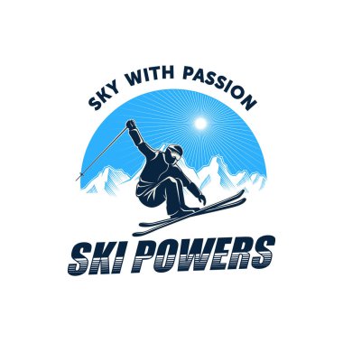 Snowboard logosu tasarımı. Kayak sporları silueti logo illüstrasyon vektörü