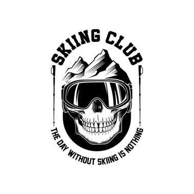 Snowboard logosu tasarımı. Kayak sporları silueti logo illüstrasyon vektörü